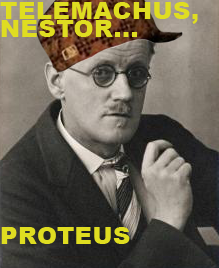 Photo of author James Joyce in the style of the Scumbag Steve meme